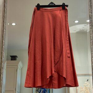 Aritzia linen wrap skirt (rust)